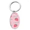 Keychains Color Printing KeyChain Men Oil Painting Flower Key Chain Women Stainless Steel Ring Ellipse Pendant Party Charm Friend Gift