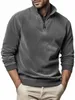 Automne hiver hommes polaire pull col montant demi fermeture éclair hauts à manches longues sweat mâle couleur unie sweats à capuche 240202