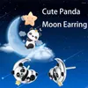 Stud Oorbellen Harong Panda Moon Earring Vrouwen Luxe Crescent Half Animal Design Girl Party Kleine Verjaardag Kerstcadeau