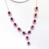 Pendants Natural Real Red Garnet Necklace With Pendant 0.6ct 12pcs Gemstone 925 Sterling Silver Fine Jewelry X21881