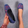 Chinese Style Women Flower Embroidered Hanfu Tea Art Princess Dance Single Shoes Party Stage Retro Opera Old Beijing Cloth 240202