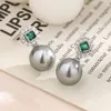 Swarovski örhängen designer kvinnor original kvalitet charm diamant inlagd grå pärla mormor grön vit