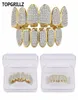 TOPGRILLZ Goldene Farbe vergoldet CZ Micro Pave Exklusives TopBottom Gold Grillz Set Hip Hop Classic Teeth Grills6520861