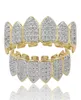 Хип-хоп Iced Out CZ Mouth Teeth Grillz Caps Top Bottom Grill Set Мужчины Женщины Vampire Grills3894170