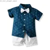 T-shirts 2023 Summer Casual Style New Boys Clothing Childrens Kort ärmskjortor Star Tryckt Shorts Q240218