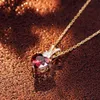 Collier coeur Moissanite personnalisé rouge Mossanite bijoux Vvs 10k or jaune bijoux de mode pendentifs breloques