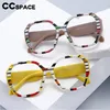 Sonnenbrille PB57371 Bunte Streifen Pochromic Anti Blue Lesebrille Polygon Große Größe Optische Presbyopie Dioptrien 50-300