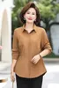 Women's Blouses Fashion Woman Solid Color Long Sleeves Shirts Spring Autumn Loose Tops Middle-aged Mother Slim Female Clothing