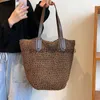 Shoulder Bags Summer Beach Bags Women Handmade Rattan Woven Shoulder Bags Large Capacity Bohemian Straw Bag Casual Travel HandbagH24219