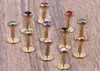 Barre à lèvres dorée, lot de 100 pièces, mélange de 7 couleurs, bijoux de corps en acier, piercing, anneau à lèvres, labret2322080