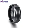 whole 8mm Tungsten Carbide Ring Black Wedding Engagement Band Brushed Center Men039s Ring Beveled Edge Comfort Fit Size 713125955