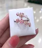 100% 925 Sterling Silver Rose Peach Blossom Flower Branch Ring Fit smycken Engagemang Bröllopälskare Fashion Ring2055791