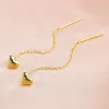 Long Tassel Heart Drop Earrings Gold Silver Color Korean Hanging Women Earrings Fashion Party Jewelry Girls Party Gift