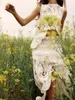 ワークドレスキャンウェダンスホロー2ピースドレスセット自由andかぎ針編みエレガントな衣装夏ミュージェールニットシックベスティドス