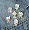 Nieuwe Cartoon Bubble Tea Cup-vormige Broches Set 6 stuks Schattige Dierenkop Emaille Verf Badges Legering Revers Pin Denim Shirt Mode Jewel8229342