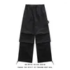 Men's Pants Plus Size 5XL-M High Street Pleated Overalls Fashion Loose Straight Casual Male Solid Color Trousers Spring