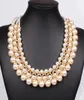 Trendy Classic Statement Necklace Multi Strand 3 Layers Pearl Beaded Halsband Fashion Women Statement Choker Necklace Jewelry4818327