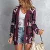 Maglieria da donna Moda motivo geometrico Cardigan con scollo a V Autunno Inverno Streetwear Tasche casual Maglioni lavorati a maglia a maniche lunghe larghi