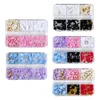 Nagelglitter A0nd Gold Silver Pearl Art Charms White/Pink/Blue/Purple/Red Flower 3D Mixed Design för DIY