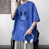 T-shirts Heren Katoenen T-shirts Witte Heren Oversized T-shirt Smil Print Zomer Vrijetijdskleding T-shirts voor Mannen 5XL Mannelijke Kleding Mode Q240218