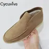 Walk Winter Summer Wool Suede Loafers Kvinnor Snö Ankelstövlar Male Round Toe Warm Plush Plat Casual Shoes Men a