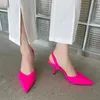 Sandals Fashion Women Pointed Toe Summer Dress Shoes Thin High Heels Black Rose Purple Party Back Strap Elastic Band Size 35-41