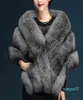 moda zimowa zimna pogoda Faux Fox fur Paszmina Super duże patchwork owijanie szal Bride Luksus ciepły szalik stole5980877