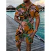 Fatos masculinos floral papagaio treino 3d impressão polo camisas shorts define 2 peças homens oversized camisa de manga curta calças conjunto ternos homem