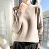 Spring Autumn Womens Underlay 100 Pure Wool Half High Neck Pullover Top Slim Fit Fashion Knitted Versatile Basic Sweater 240202