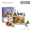 Blocchi 1 set di blocchi di modello di casa di Natale fai da te slitta di Babbo Natale puzzle di assemblaggio mattoni giocattoli per bambini regali di festa decorazione della casa
