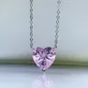 Pendants High Fashion 1 Heart Moissanite 12x12mm Purple Yellow White Lab Diamond Necklaces With 925 Silver Box Chain Jewelry