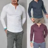 Summer Mens Slim Fit V Neck Short Tshirts Casual Tops Solid Long Sleeve Muscle Tee Daily Wear 240130