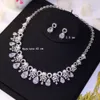 Gorgeous Cubic Zirconia Stone Pearl Choker Necklace Earrings Set for Women Wedding Bridal Costume Jewelry 240119