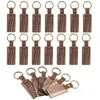 Keychains 30Pcs Wood Blank With Leather Strap Walnut Keyrings DIY Key Tags