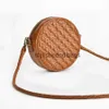 Shoulder Bags 2023 Top Layer Cowhide Woven Crossbody Bag Genuine Leather Small Round Cake Bag Casual And Versatile Womens BagH24218