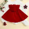 Jaquetas Natal Meninas Manto Vermelho Adorável Macio Com Capuz Rendas Babados Poncho Capa Com Bolas De Pelúcia Crianças Traje Outfit