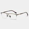 Solglasögon ramar Pure Titanium Business Semi Rimless Glasses Frame For Men Rectangle Optical Myopia Gereglasses Male Half Frameless glasögon