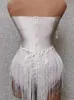 Sparkly Rhinestones paljetter Tassel Leotard Women Nightclub Outfit Singer Dancer Costume Scen Wear Sexy Performance Bodysuit 240130