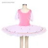 Stage Wear Maniche corte a sbuffo Tutu di balletto Corpetto di velluto rosa con gonna bianca Costume professionale per costumi da donna BLL401