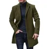 Överrock Solid Casual Wool Coat Mid Length Windbreaker Coats Warm Fit Jacket 240118