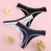 Mutandine da donna Perizoma in cotone Vita bassa Sexy G String Tinta unita Confortevole Lettera Stampata Bowknot Decorazione Biancheria intima femminile