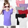 T-shirts enfant en bas âge bébé filles garçon manches volantes solide coton t-shirt hauts tenues d'été vêtements pour enfants 0-4T Q240218