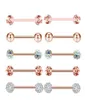 10 pièces or Rose langue anneaux en acier inoxydable acrylique boucles d'oreilles haltères corps Tragus Piercing bijoux mamelon Ring9480570