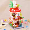 Blocks City Street View Mini Building Blok Karikatür Mantar Evi Magic House 3D Kale Modeli Montajlı Oyuncak Ev Dekorasyon Hediyesi