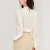 Women's Blouses Real Silk Red White Shirt Spring Autumn Elegant And For Women Long Sleeve Office Lady Solid Blouse Tops