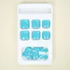 Unghie finte 24 pezzi blu lucido lago stampa sulla punta unghie finte acriliche artificiali copertura completa rimovibile indossabile nail art finita