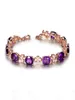 Luxury 18k Gold Color Natural Purple Crystal High Quality Beautiful Leaf Armband Oval Cubic Zirconia For Women Gift Jewelry Whole6297637