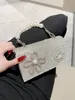 Nouveau sac de soirée brillant strass noeud petit sac carré perle chaîne robe sac à main