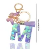 Nyckelringar A-Z Fashion Tassel Butterfly 26 Letter Keychain Heart-Shape Glitter Fill Golden Key Ring for Women Girls Car Bag Telefonhänge