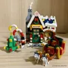 Blocchi 1 set di blocchi di modello di casa di Natale fai da te slitta di Babbo Natale puzzle di assemblaggio mattoni giocattoli per bambini regali di festa decorazione della casa